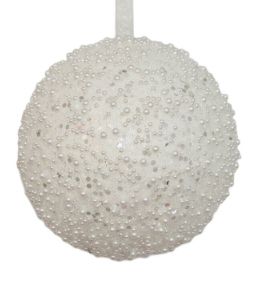 Beaded Ornament 5" | White