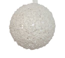 Beaded Ornament 4" | White