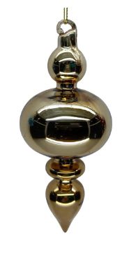 Glass Finial Ornament 6.5" | Gold Metallic