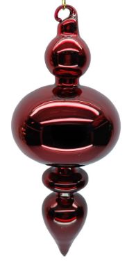 Glass Finial Drop Ornament 6.5" | Red Metallic