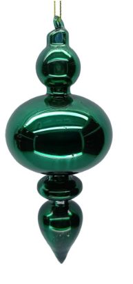 Glass Finial Drop Ornament 6.5" | Metallic Green
