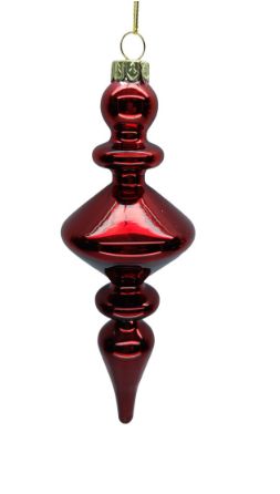 Glass Finial Drop Ornament 7" | Red