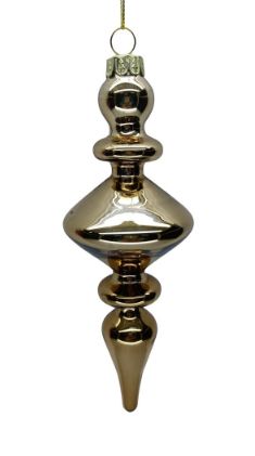 Glass Finial Drop Ornament 7" | Gold