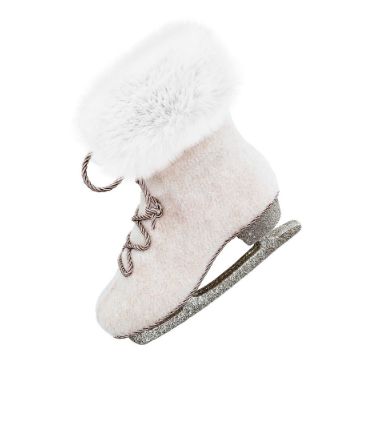 Ice Skate Ornament 6.7" | Cream-Wool