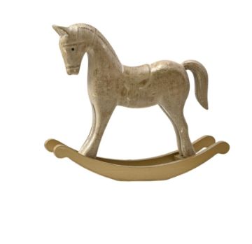 Wooden Rocking Horse | Antique Gold Finish