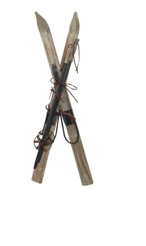 Ski Decor | Wood-Leather-Grey