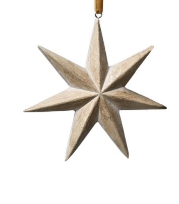 Wood Star Ornament 6.5" | Brushed Gold