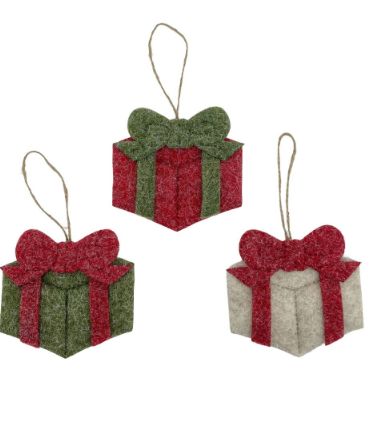 Felt Gift Box Ornaments | Assorted