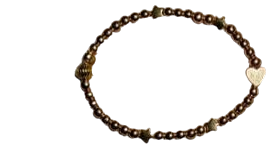 Hematite Stretch Bracelet | Gold-Tone Heart