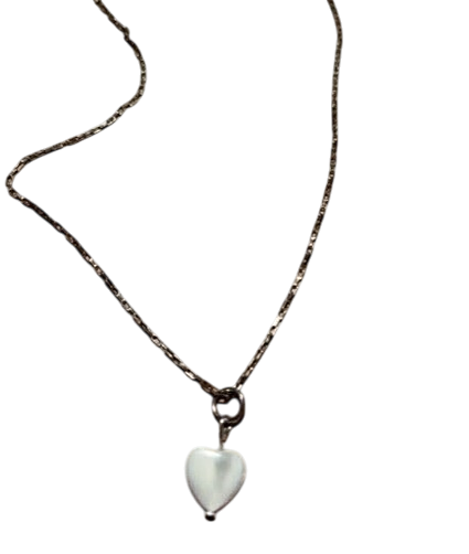 Necklace | Shell Heart-Sterling Silver Chain