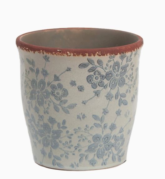 Pot with Blue Floral Pattern | Large