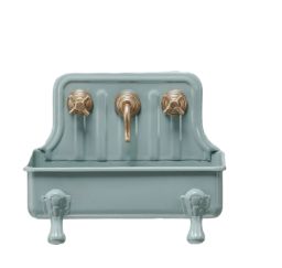 Metal Sink Soap Dish w/ Faucet | Grey/Gold