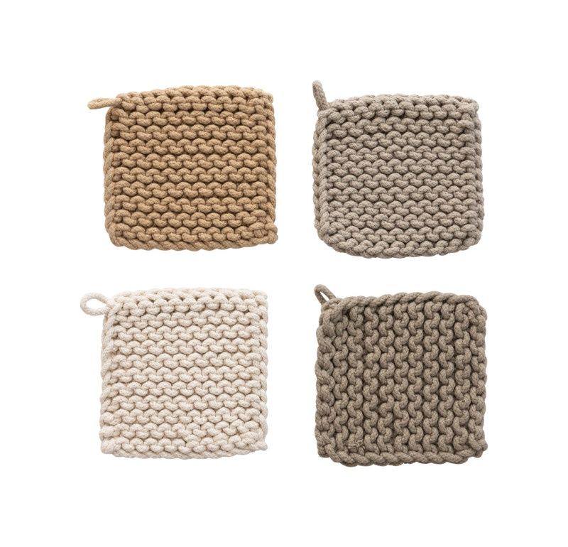 Cotton Crocheted Pot Holder | Cream Assrtd