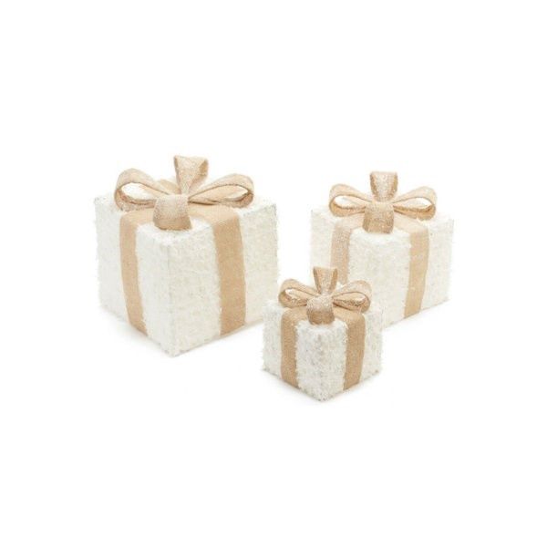 Christmas Gift Decor Cream/White | Set of 3