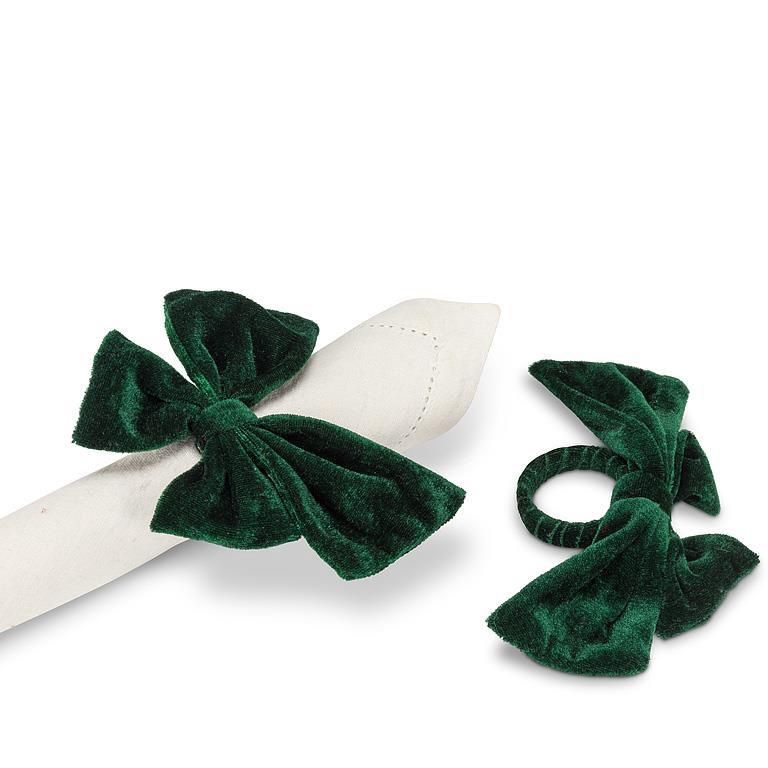 Velvet Bow Napkin Ring | Green