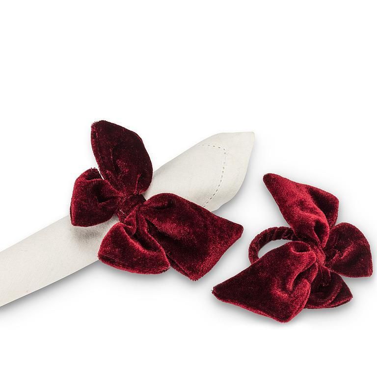 Velvet Bow Napkin Ring | Burgundy