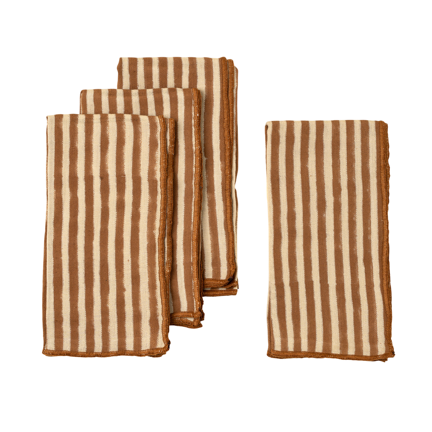 Terracotta Stripe Block Print Napkins | S/4