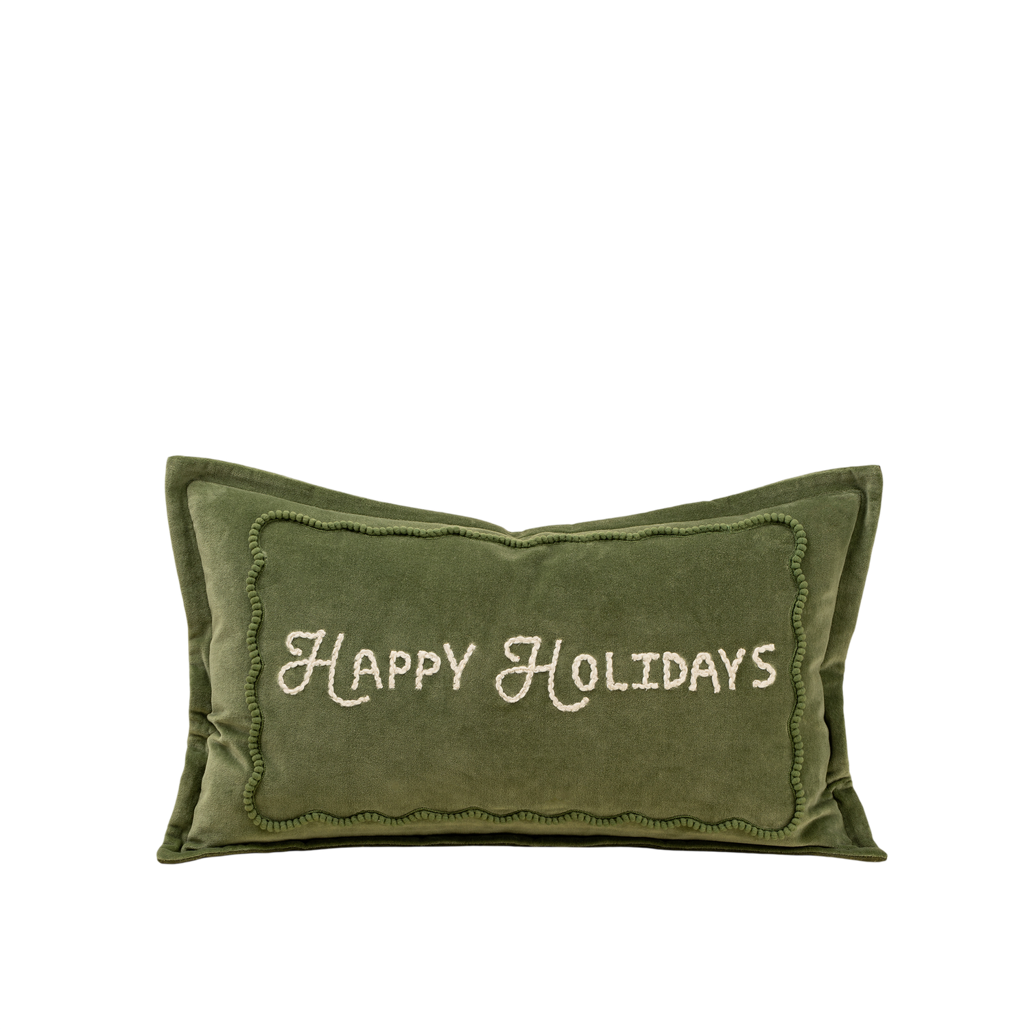 Happy Holidays Green Pillow | 21x12