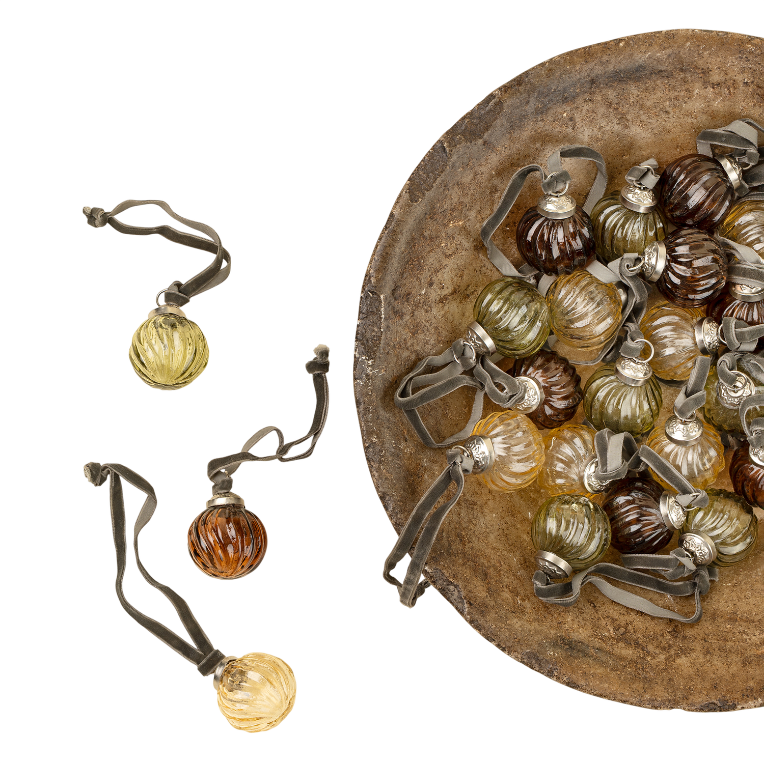 Olive/Brown/Twisted Holiday Baubles