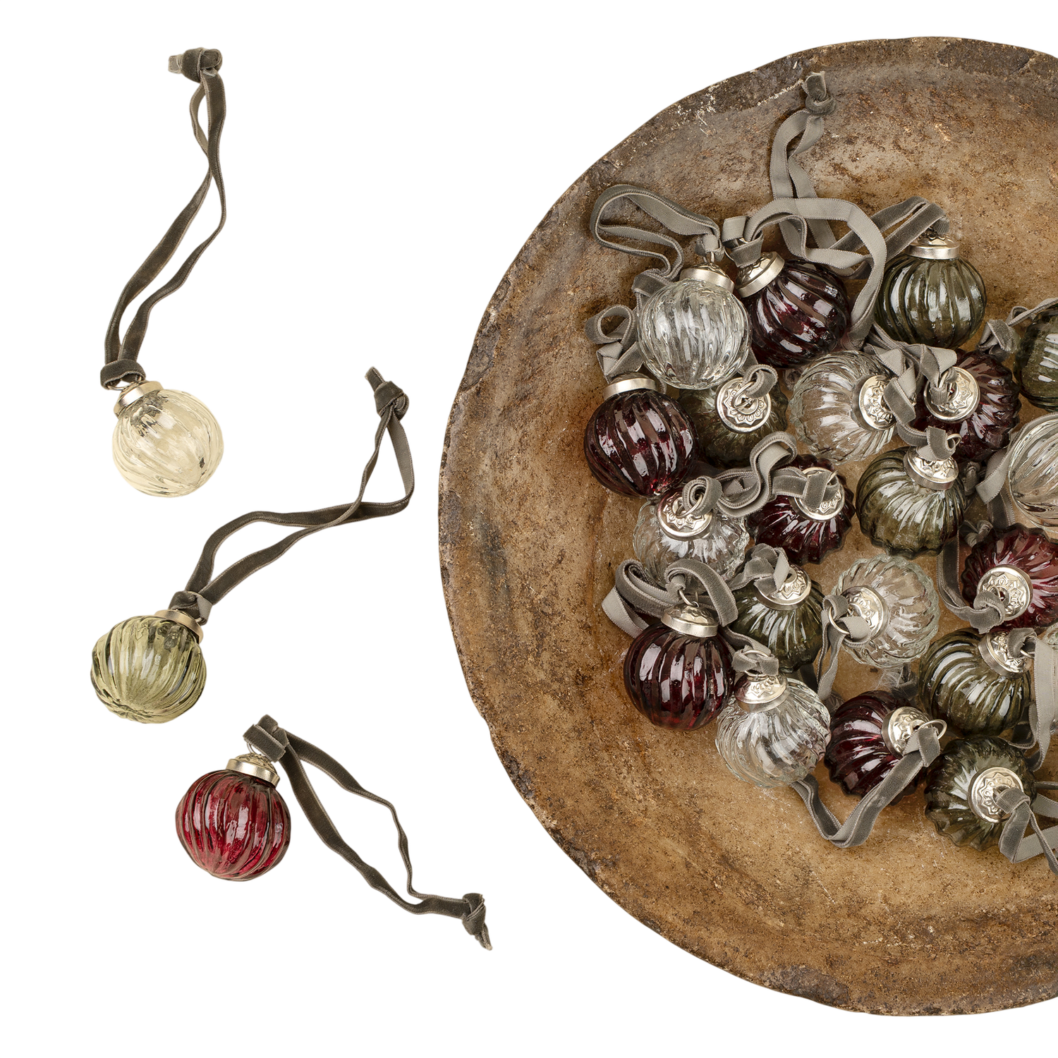 Burgundy/Green/ Twisted Baubles