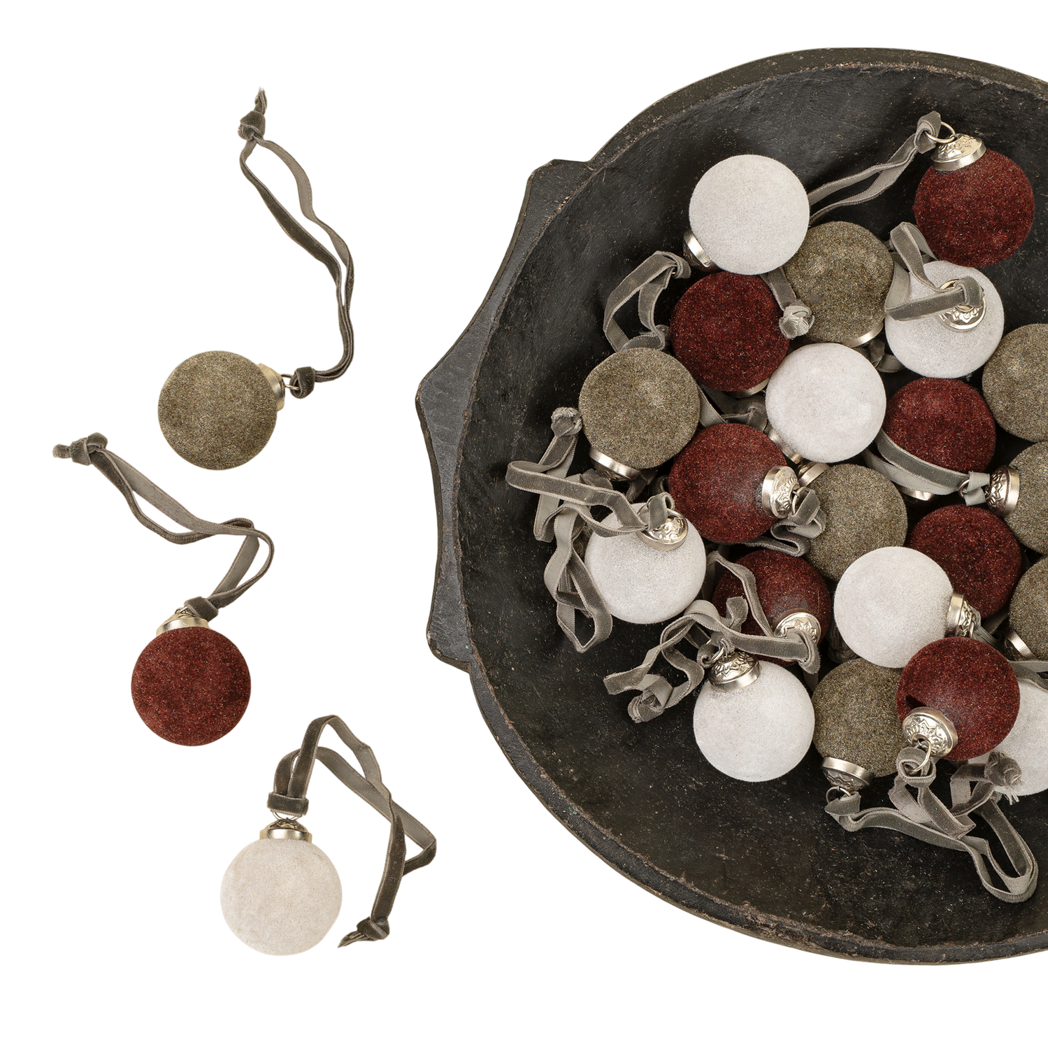 Burgundy/Green Velvet Holiday Baubles