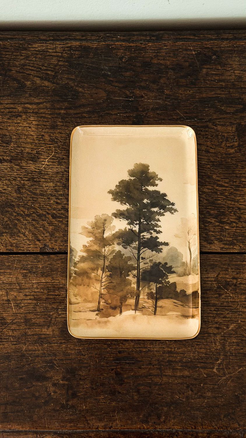 Woodland Mist Enameled Tray | L