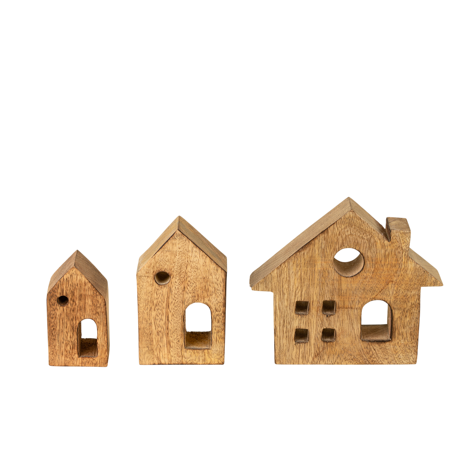 Woodland Village Carved Houses | Set of 3