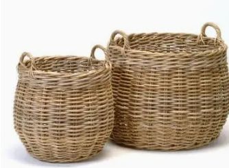 Rattan Baskets with Handles | Set of 2