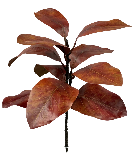 Red Magnolia Leaves Spray | 21.5"