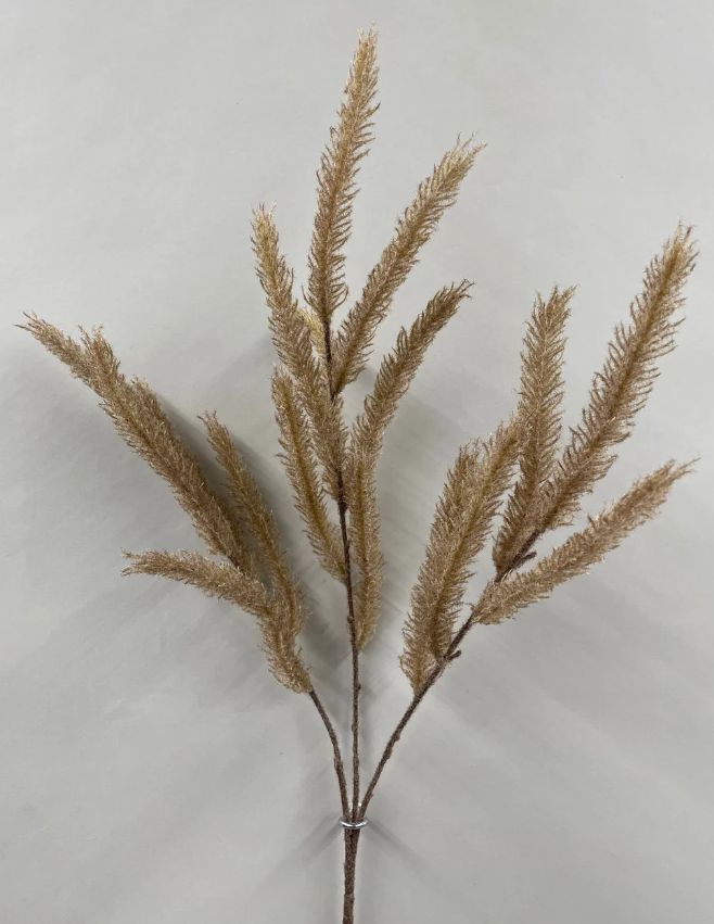 Fall Brown Flocked Dog Tail Spray | 26"