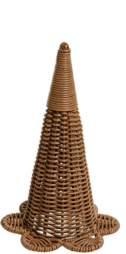 Natural Rattan Witch Hat Decor | Small