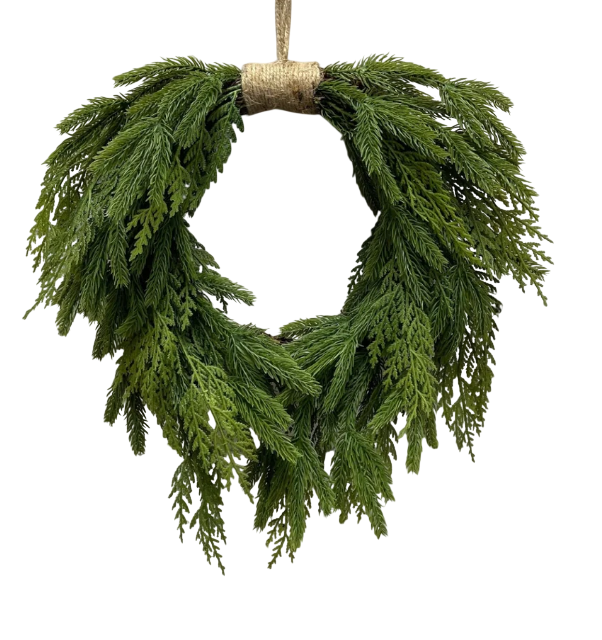 Real Touch Spruce &amp; Cedar Heart Wreath | 9.5"