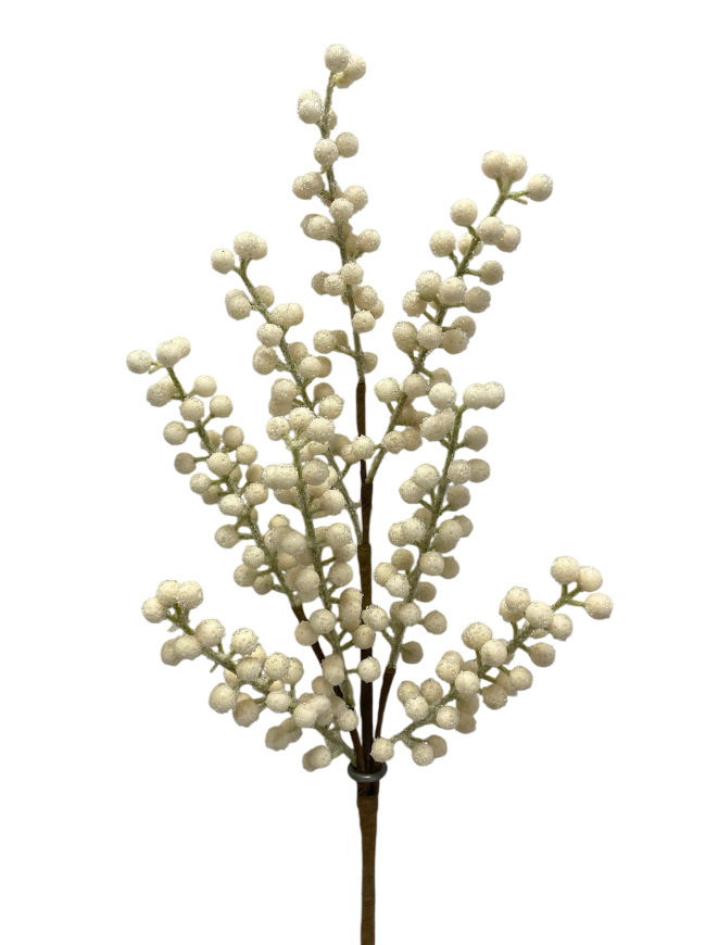 Cream Iced Berry Spray | 25.5"