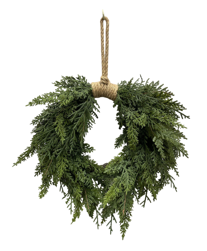Real Touch Northern Cedar Heart Wreath | 14"