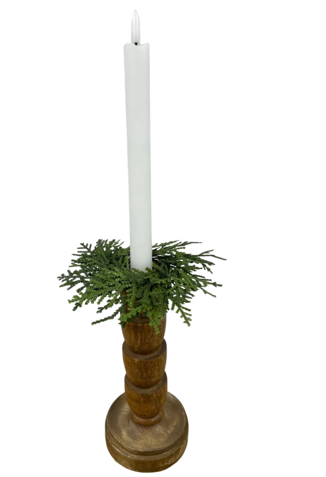 Real Touch Cedar Candle Ring | 6"