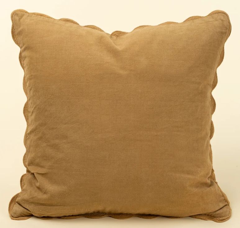 Corduroy Scallop Pillow Gold | 20 x 20"