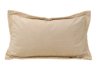 Corded Velvet Edge Pillow  | Ivory 21 x 12"
