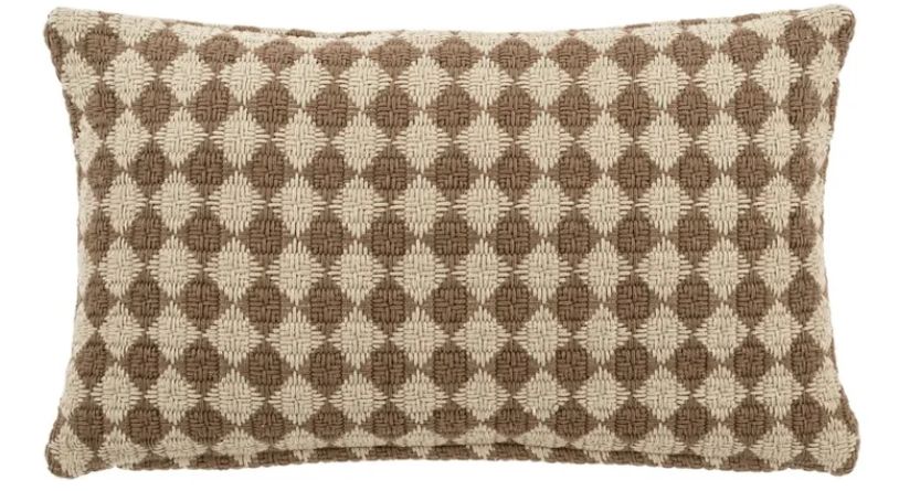 Check Weave Pillow Brown | 21 x 12"