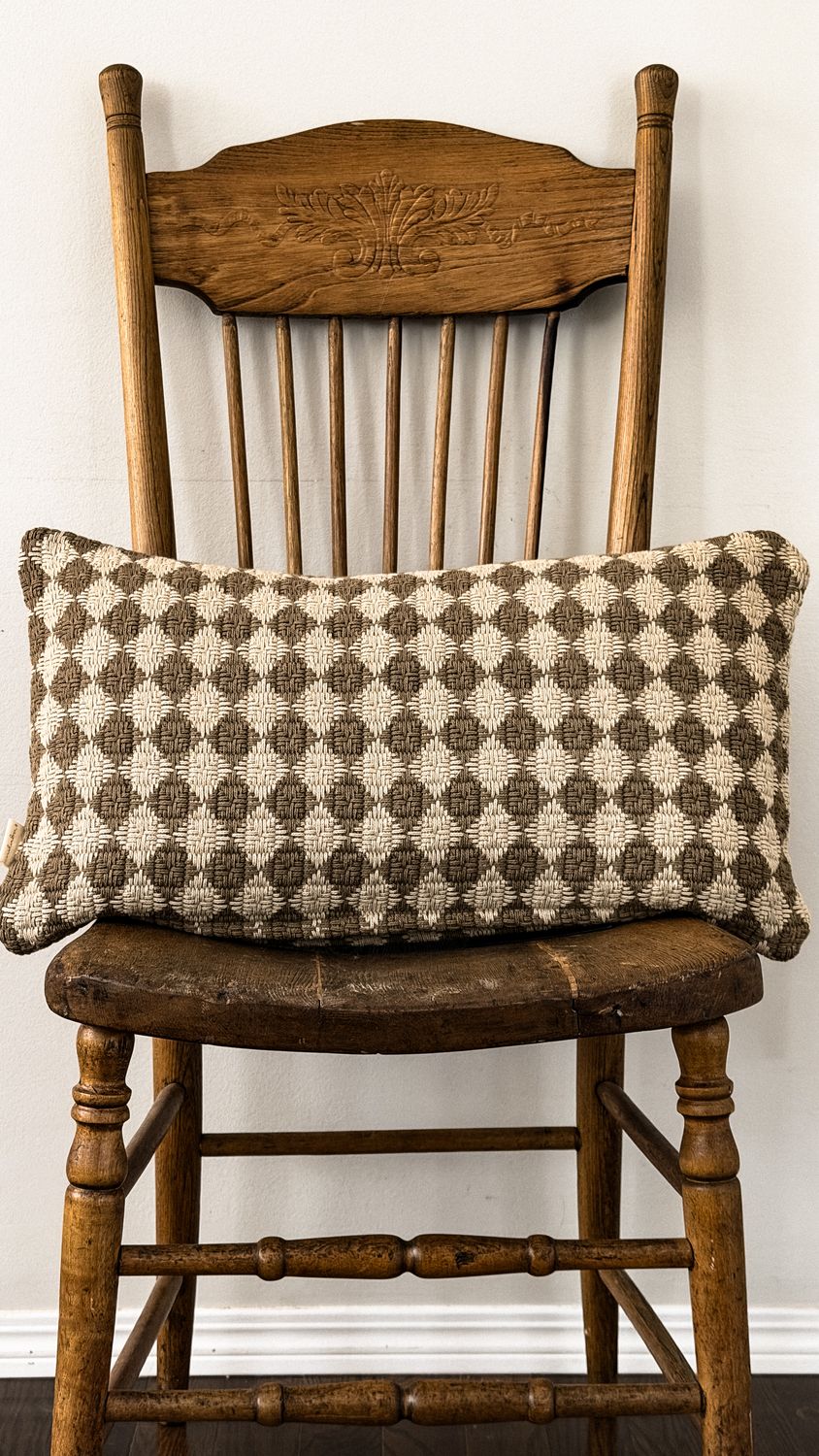 Check Weave Pillow Brown | 21 x 12"