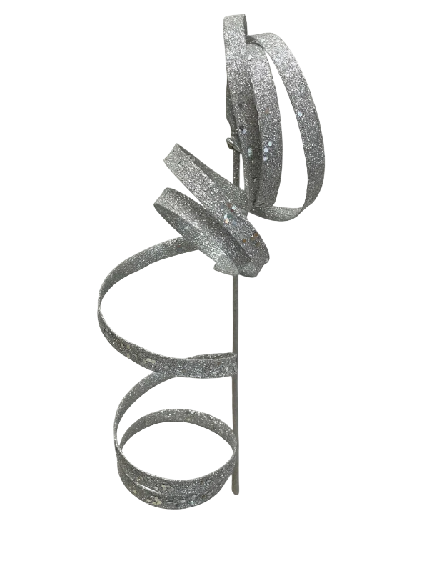 Silver Glitter Ribbon Spray | 14.5"