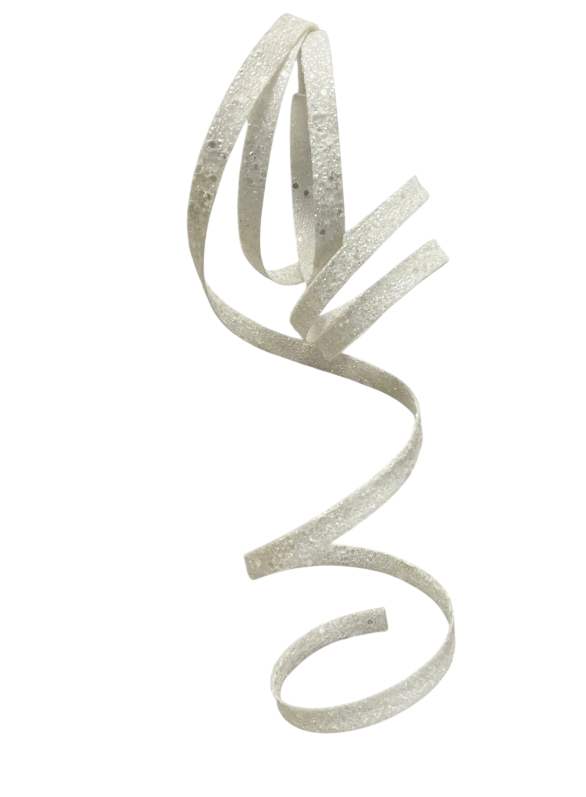White Glitter Ribbon Spray | 14.5"