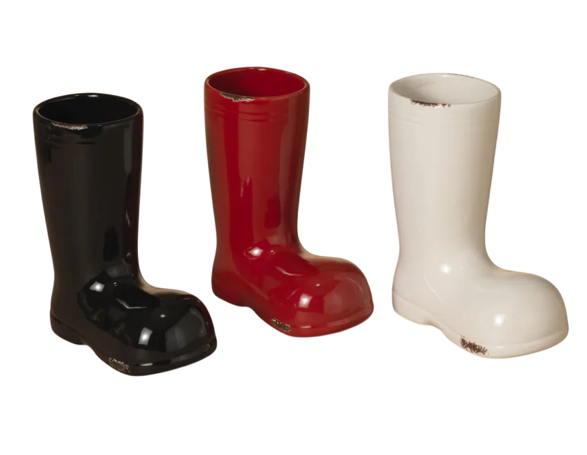 Ceramic Holiday Santa Boot | 3 Assrtd
