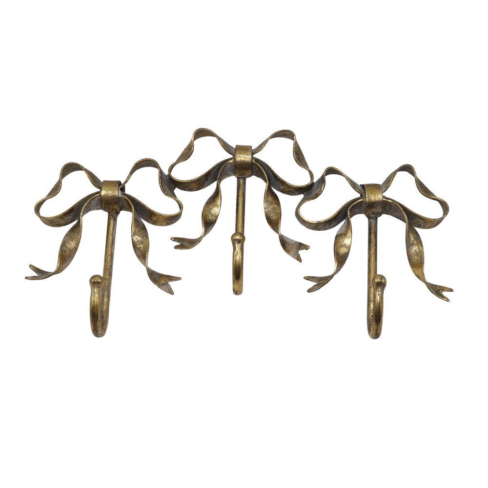 Bow Metal Hook | w 3 Hooks/Antique Gold