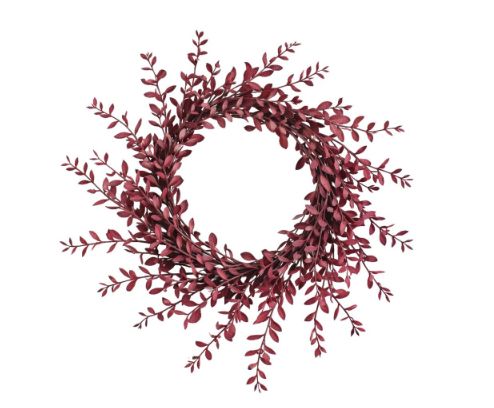 Fall Burgundy Boxwood Candle Ring | 4.5"