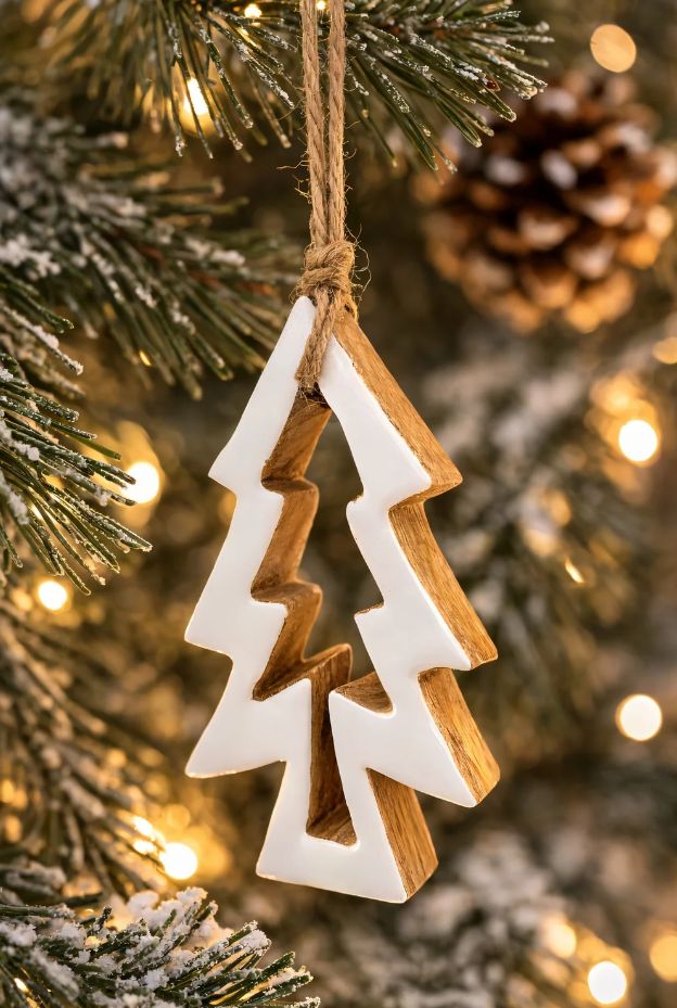 Mango Wood Tree Cut Out | White