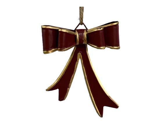 Metal Bow w/Jute | Red/Gold-S