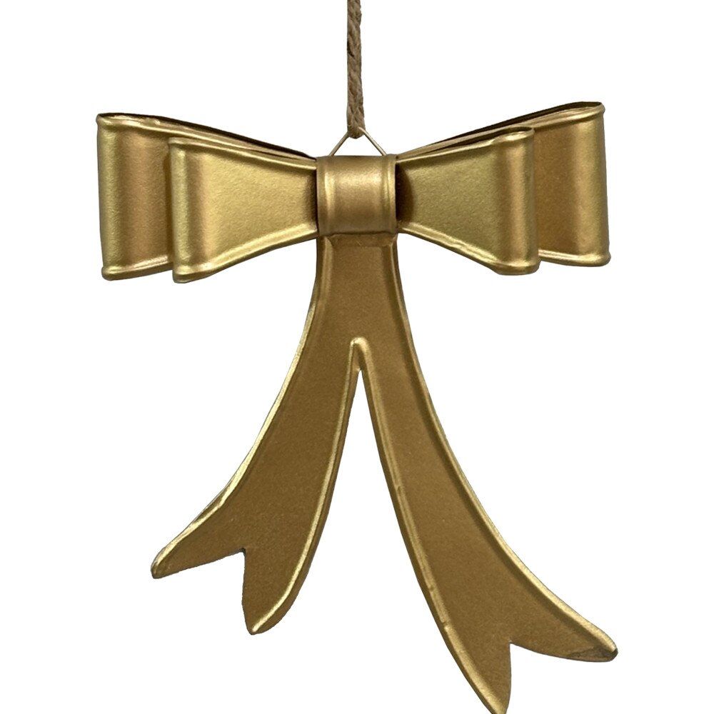 Metal Bow Hanger w/Jute | Antique Gold-L