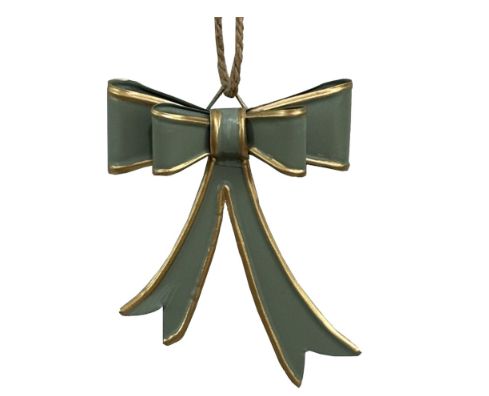 Metal Bow w/Jute | Green/Gold-S