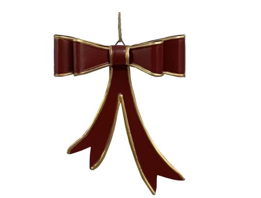 Metal Bow w/Jute | Red/Gold-L