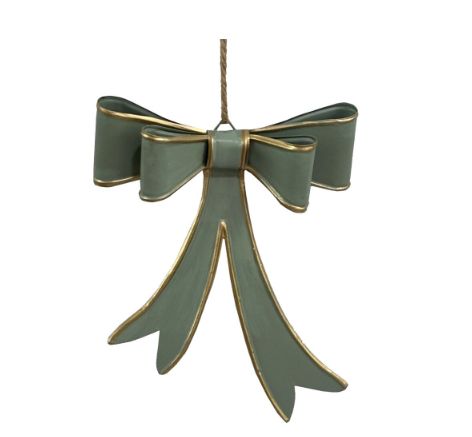 Metal Bow w/Jute | Green/Gold-L